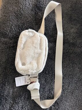 lululemon athletica Cream Faux-Fur Crossbody Pouch with Wide Strap